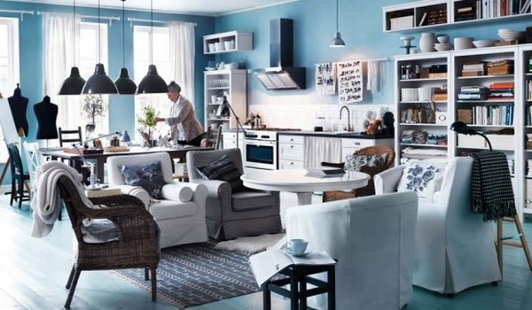 einrichtungstipps-fürs- wohnzimmer-ikea-design - blaue wände
