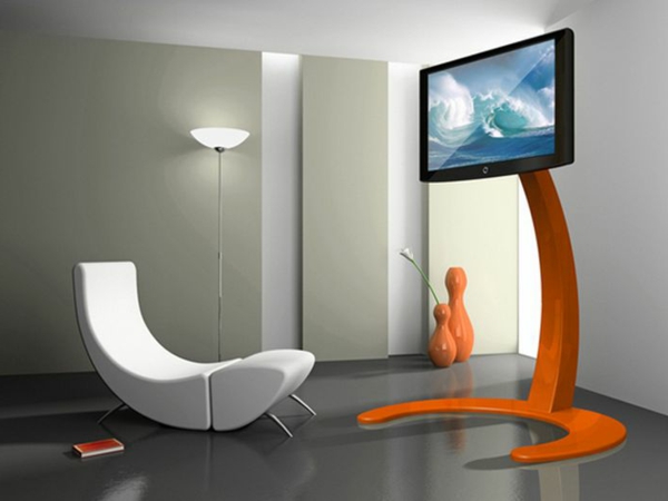 modernes wohnzimmer mit einem eleganten tv