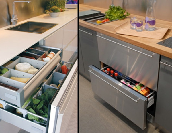 moderne-Kühlschränke-mit-Schubladen-Küchenidee