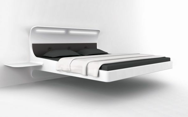 modernes-innovatives-Schwebendes-Bett-in-Weiß
