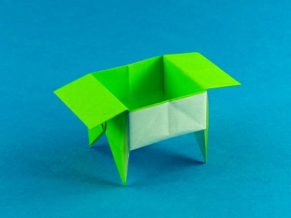 origami- schachteln-grüne-gestaltung - elektrische farbe