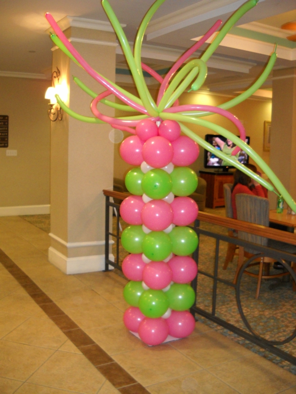 rosige-und-grüne-ballon-deko - grün und pink