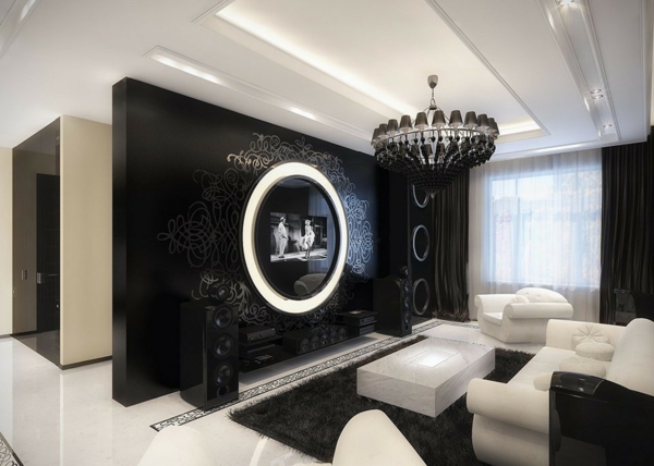 schwarzer-kronleuchter-im-luxuriösen-wohnzimmer
