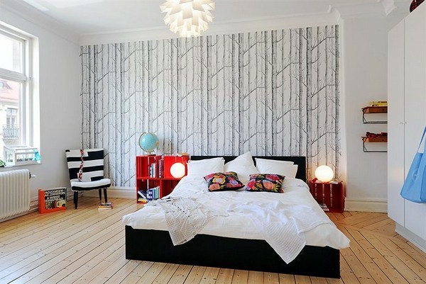 skandinavisches-design-für-schlafzimmer- eleganter kronleuchter