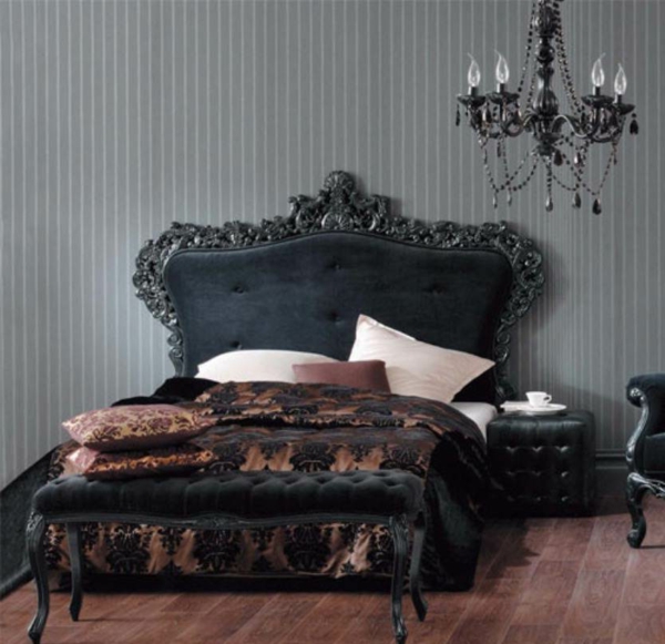 vintage-atmosphäre-im-schlafzimmer-mit-einem-lüster-in-schwarz