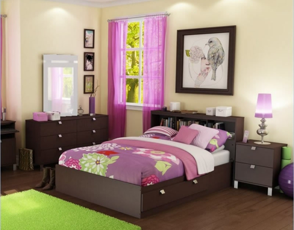 wohnung-dekorieren-schlafzimmer-in-grün-und-pink