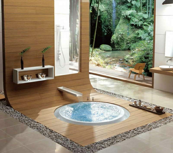 wunderschönes-badezimmer-mit-dekosteinen - runder kleiner pool