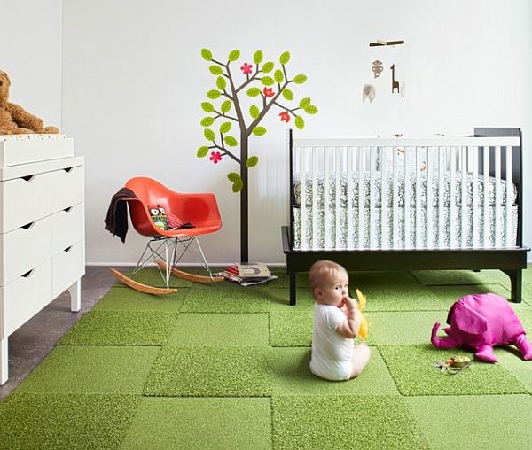Babyzimmergestaltung-mit-einem-grünen-Teppich