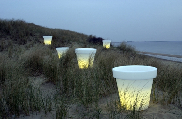 Blumentopf-Led-Beleuchtung-am-Strand-Idee