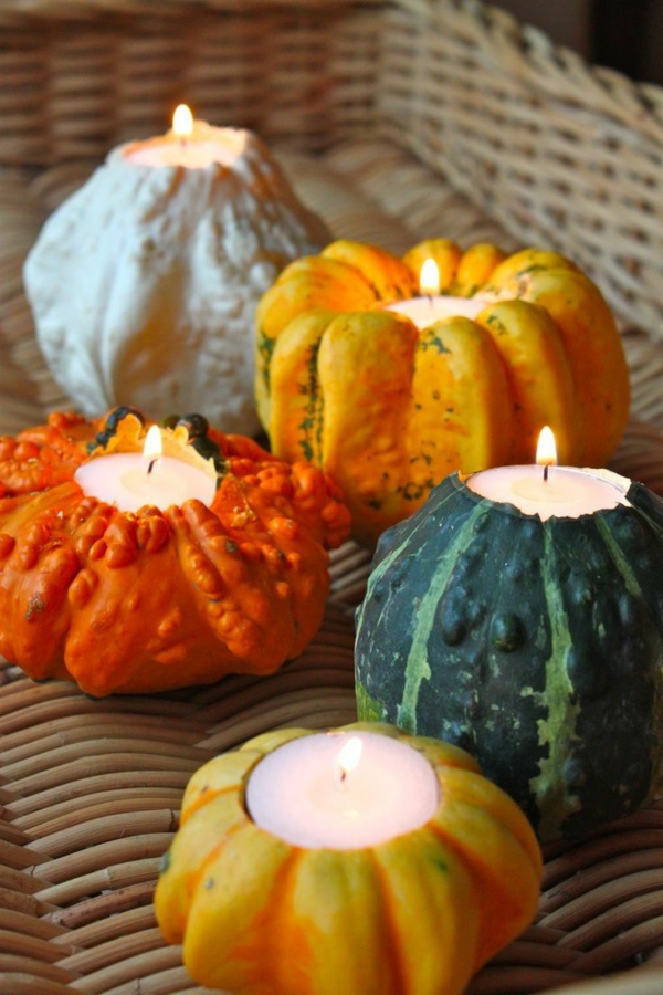 Herbstdeko-selber-machen-Kerzen-in-Kürbissen-Ideen