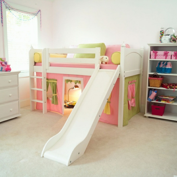 Kinderzimmer-Bett-Ideen-Rutsche und Treppe