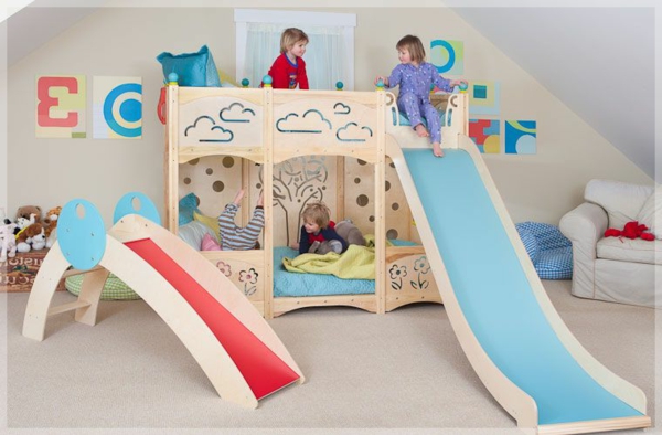 Kinderzimmer-Bett-mit-Rutsche-Idee-Design