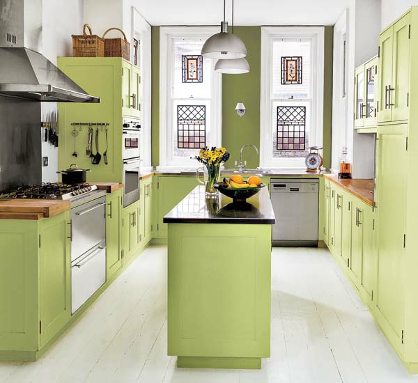 Küchengestaltung-mit-Farbe-Grün-Design-Idee