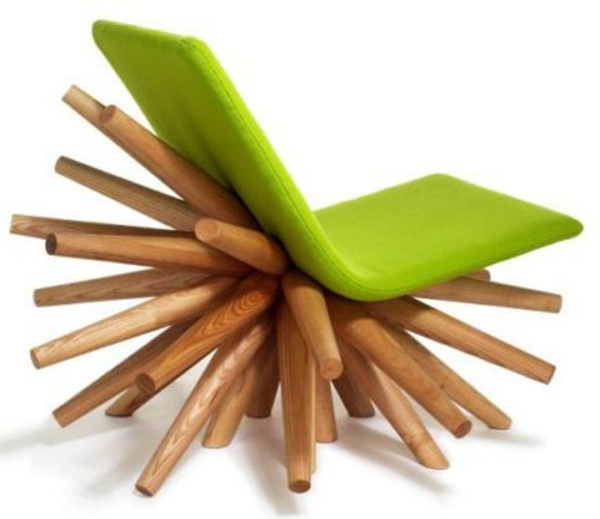 Stuhl-design-Grün-Holz-Idee