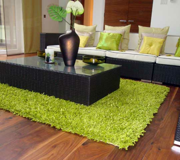 eleganter-grüner-Teppich-Wohnzimmer-Design-Idee