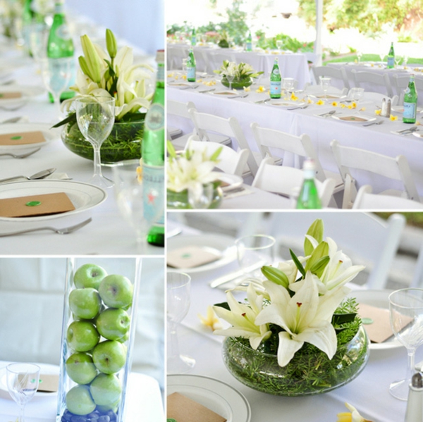 erstaunliche-Tischdekoration-in-Grün-und-Weiß-Apfeldeko
