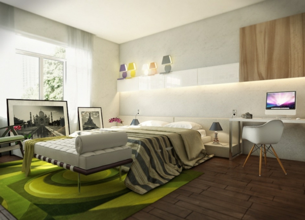 grüne-Teppiche-im-Schlafzimmer-Design-Idee