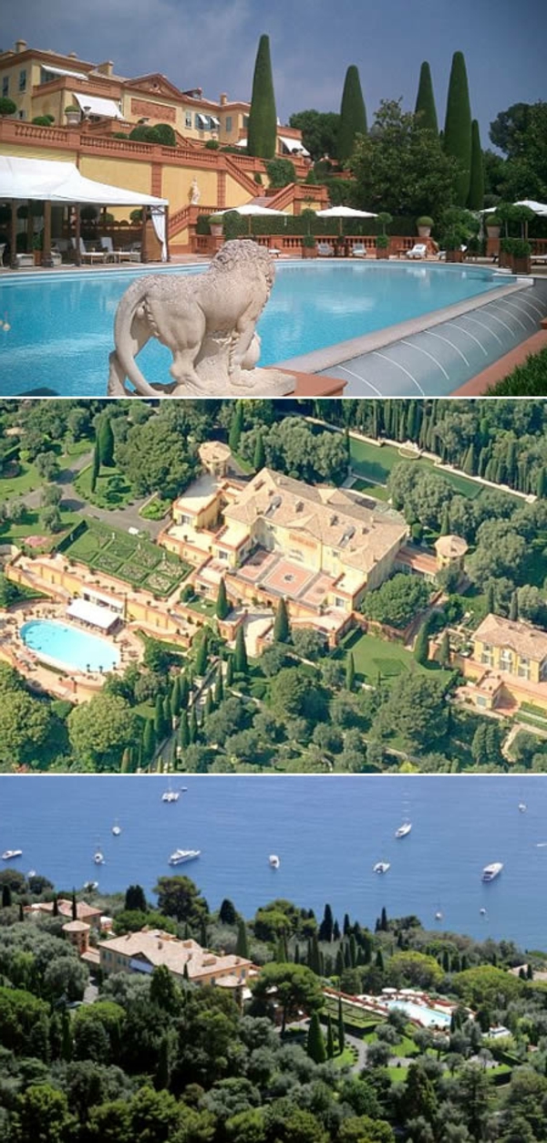 haussuche-beste-häuser-auf-der-welt-villa-leopolda-in-frankreich - mit einem löwen - neben dem pool