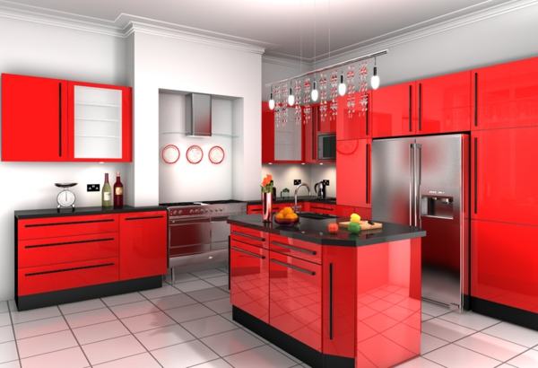 rote--Küche-Effektvolle-Küchengestaltung