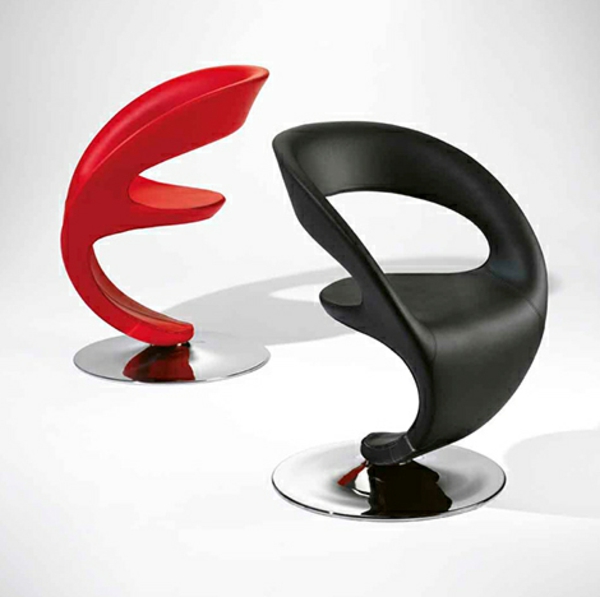 rote-und-schwarze-designer-Stühle