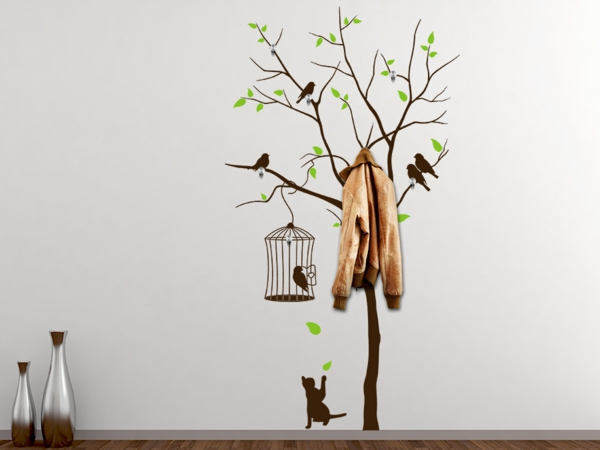 Baum-wunderschönes-Garderobe-Wandtattoo-graue-Wand