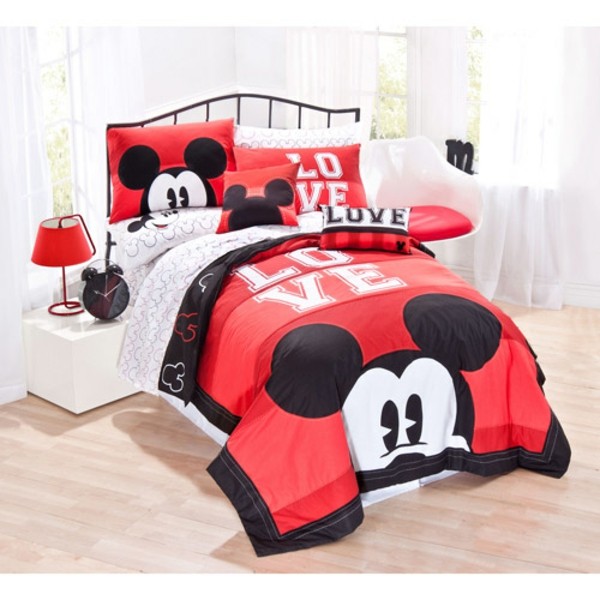 Bettwäsche-Mickey-Mouse-Motive-Rot