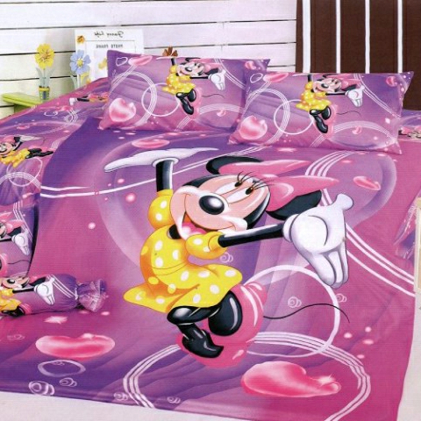 Bettwäsche-Mickey-Mouse-in-Rosa-und-Lila