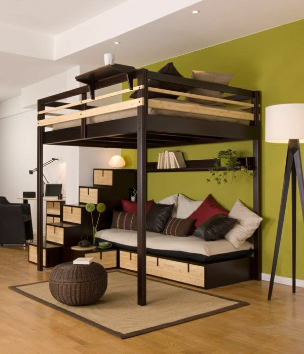 Farbbedeutung-Grün-modernes-Bett-Stufenbett