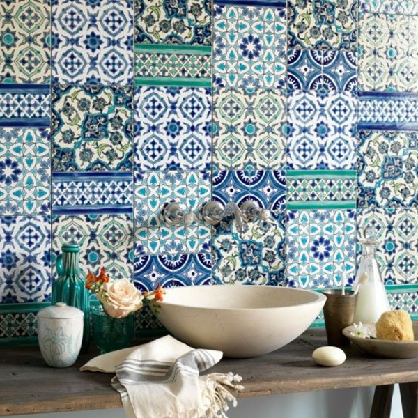 Küche-Marokkanisches-Design-Fliesen-Grün-Blau