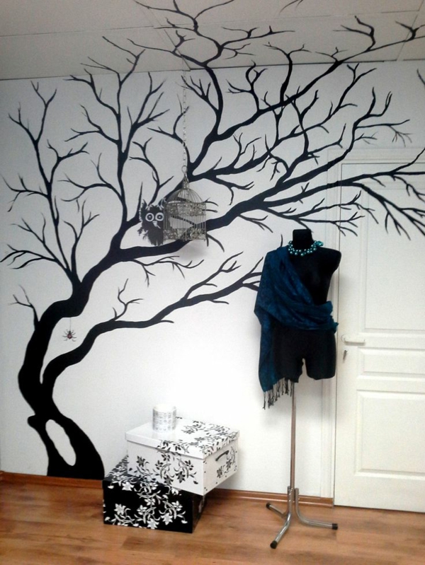 Wandbild-mit-einem-Baum-in-Schwarz-Baum-Wandbild-Design