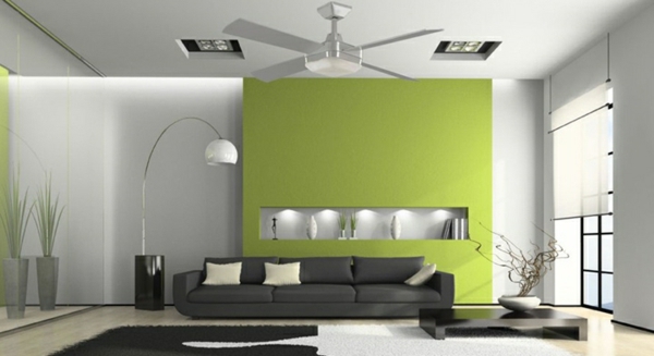 Wohnzimmer--Wandgestaltung-in-Grün