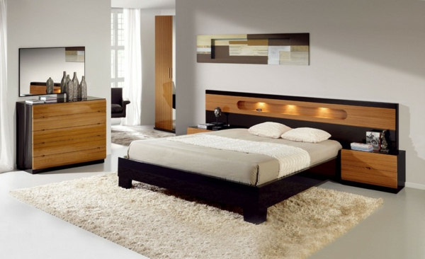 erstaunliche-Wandgestaltung-fürs-Schlafzimmer-Holzmöbel