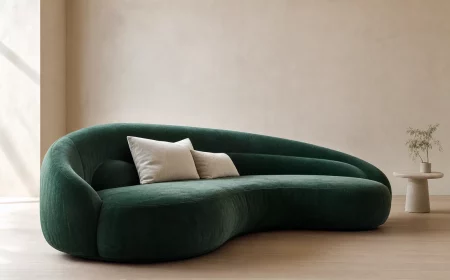 Extravagantes Sofa in Smaragdgrün als einziges Statement-Möbel im Wohnzimmer