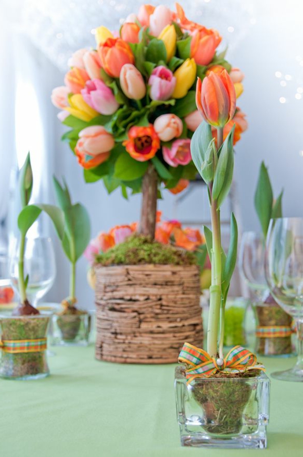 fantastische-Idee-für-eine-Frühlingsdeko-mit-Tulpen-Tischdeko mit Tulpen