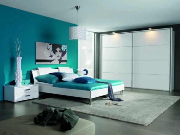farbgestaltung-für-schlafzimmer-blaue-schöne-ausstattung