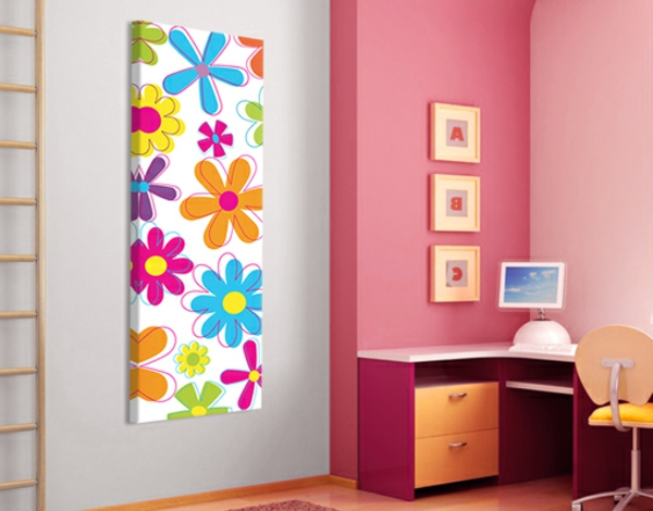 frische-Idee-für-das-Kinderzimmer-Wandbild-mit-Blumen-Idee