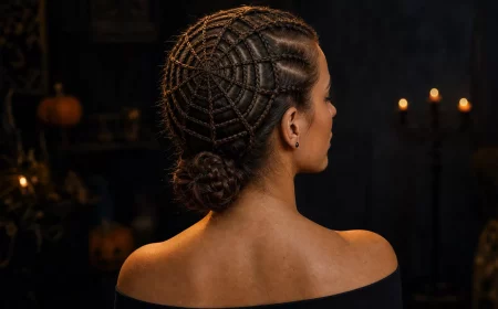 Halloween Frisuren 2026: Spinnennetz-Flechtwerk zum eleganten Dutt