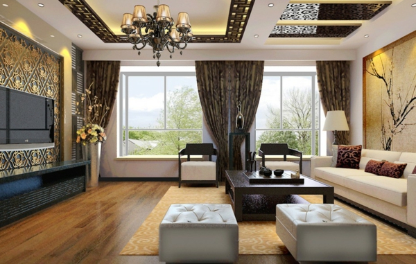 luxuriöse-wohnzimmer-wandgestaltung-schön-aussehen