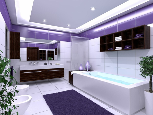 luxus-badezimmer-fliesen-weiß-lila-beleuchtung