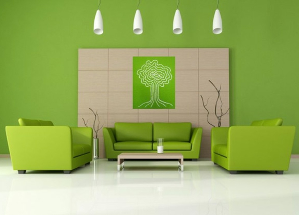 modernes-Wohnzimmer-Wandfarbe-Grüntone