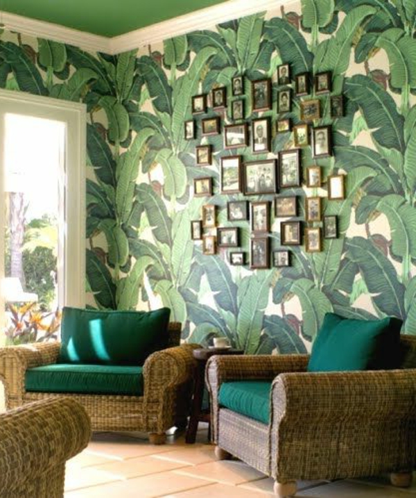 originelle-Wand-Wandgestaltung-Grün-Blätter