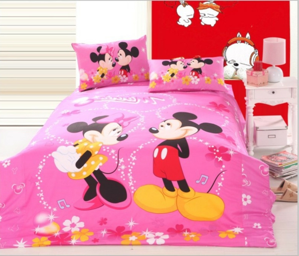 rosa-Mickey-und-Minnie-Maus-Bettwäsche