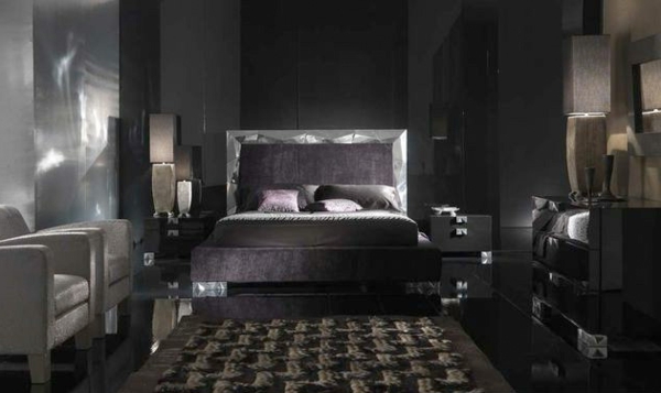 schwarze-wandfarbe-für-schlafzimmer-schöne-gestaltung