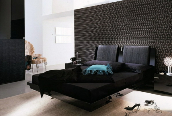 ultramoderne-schwarze-wandfarbe-für-schlafzimmer