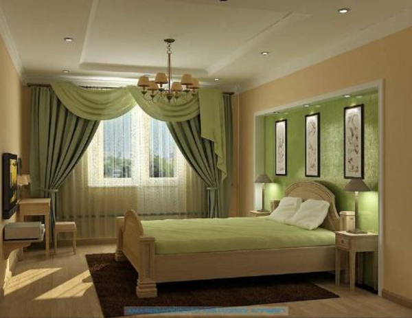 vorhänge-ideen-für-schlafzimmer-grüne-farbe