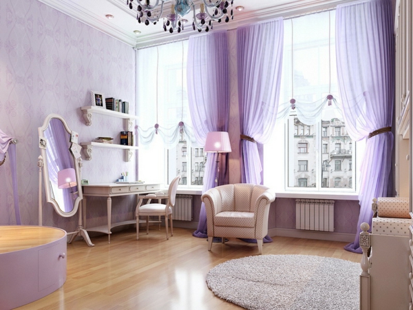 vorhänge-ideen-für-schlafzimmer-schöne-lila-gardinen