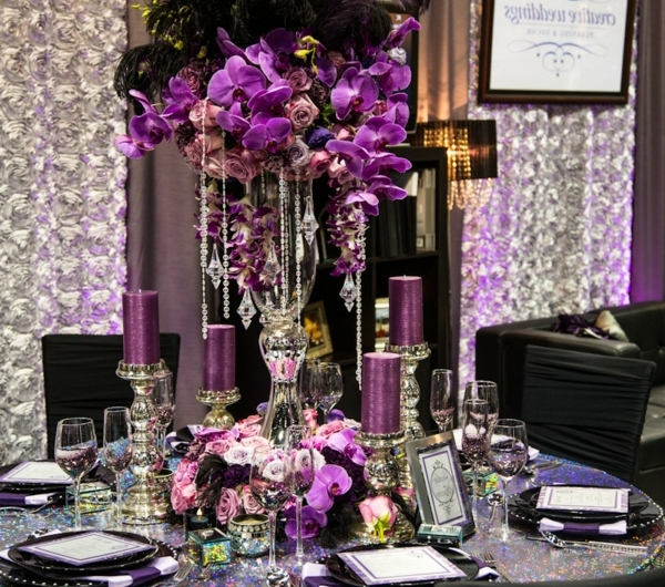 Tischdeko zur Hochzeit in lila Farbe - 34 Bilder!