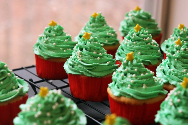 Cupcakes-Rezepten-für-Weihnachten-Weihnachtsbäume