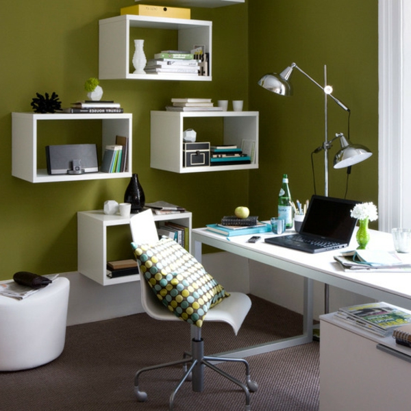 Heimbüro-Farbideen-Interior-Design-Olivgrün