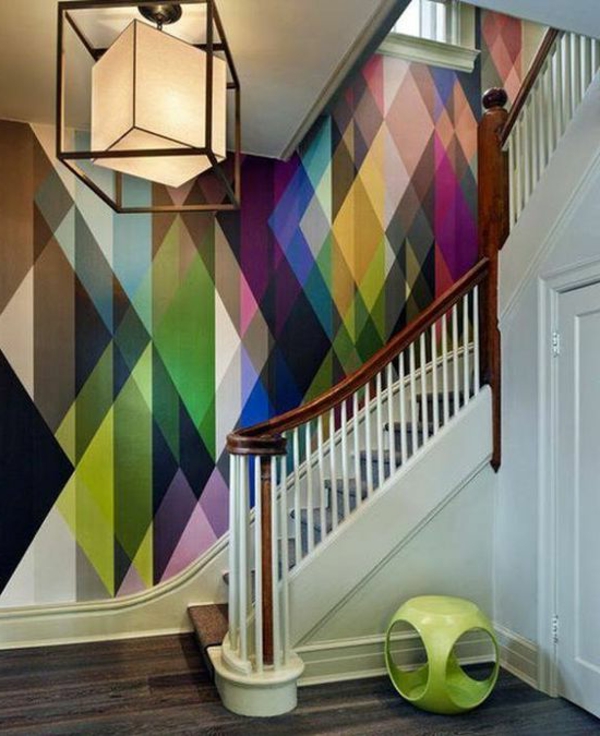 Interior-Design-Idee-kreative-Wandgestaltung-in-vielen-Farben-tolle Wandgestaltung